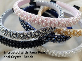 PEARL and CRYSTAL ENCRUSTED HEADBAND