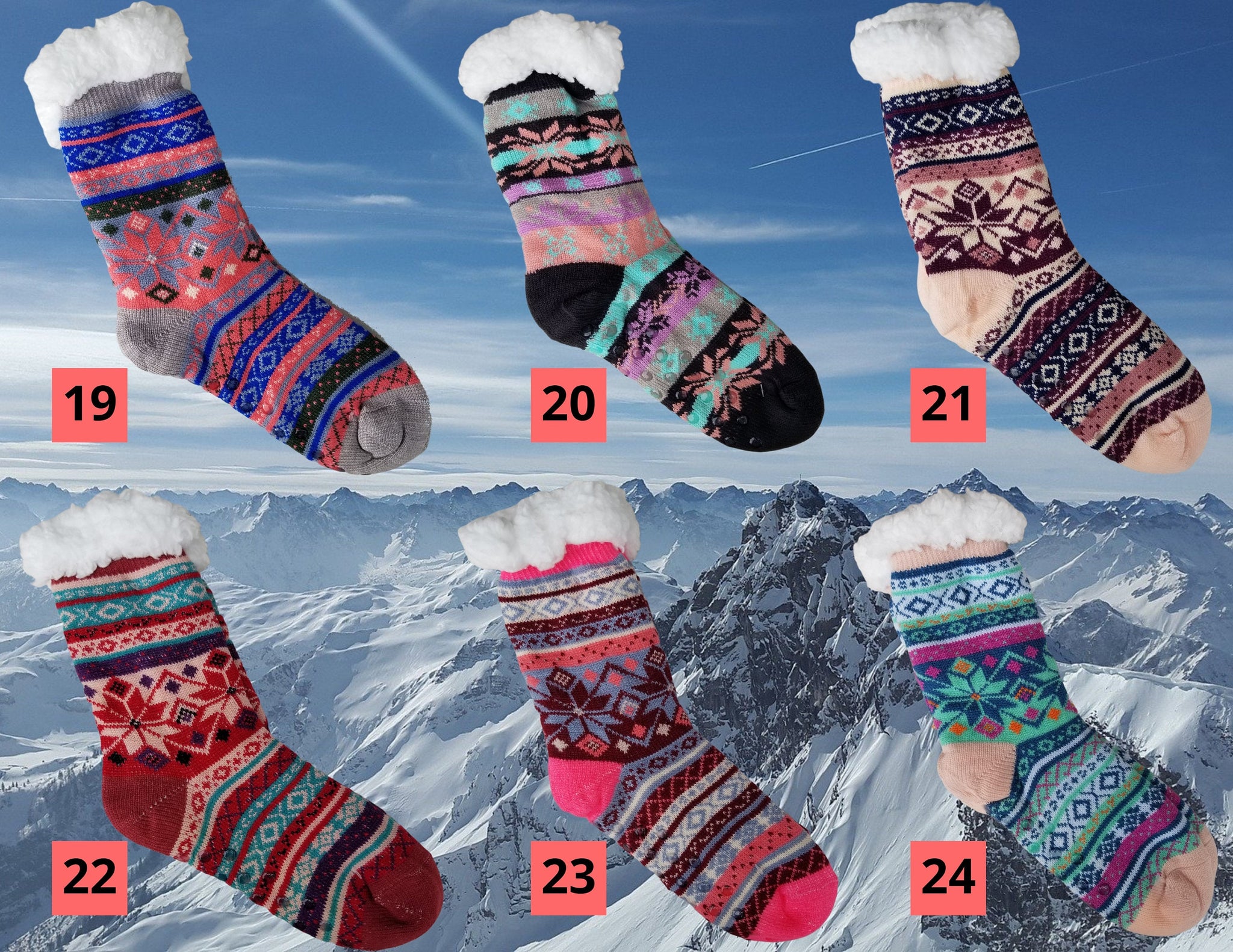 Heat Trendz 71191 Super Deluxe Sherpa Lined Gripper Slipper Socks Holiday  Theme 